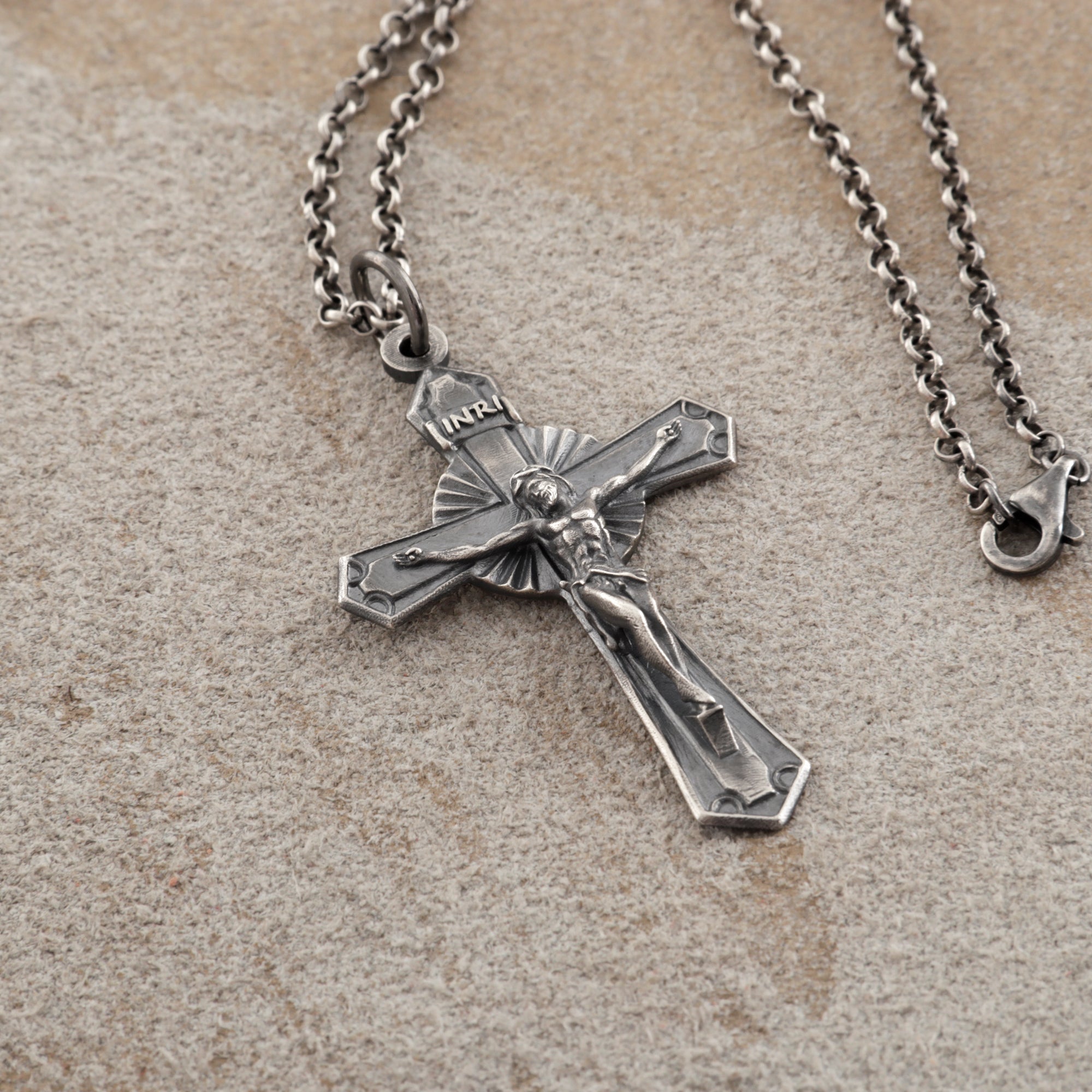 925 Sterling Silver Holy Crucifix Necklace, Sacred Jesus Cross Pendant for Faith & Protection