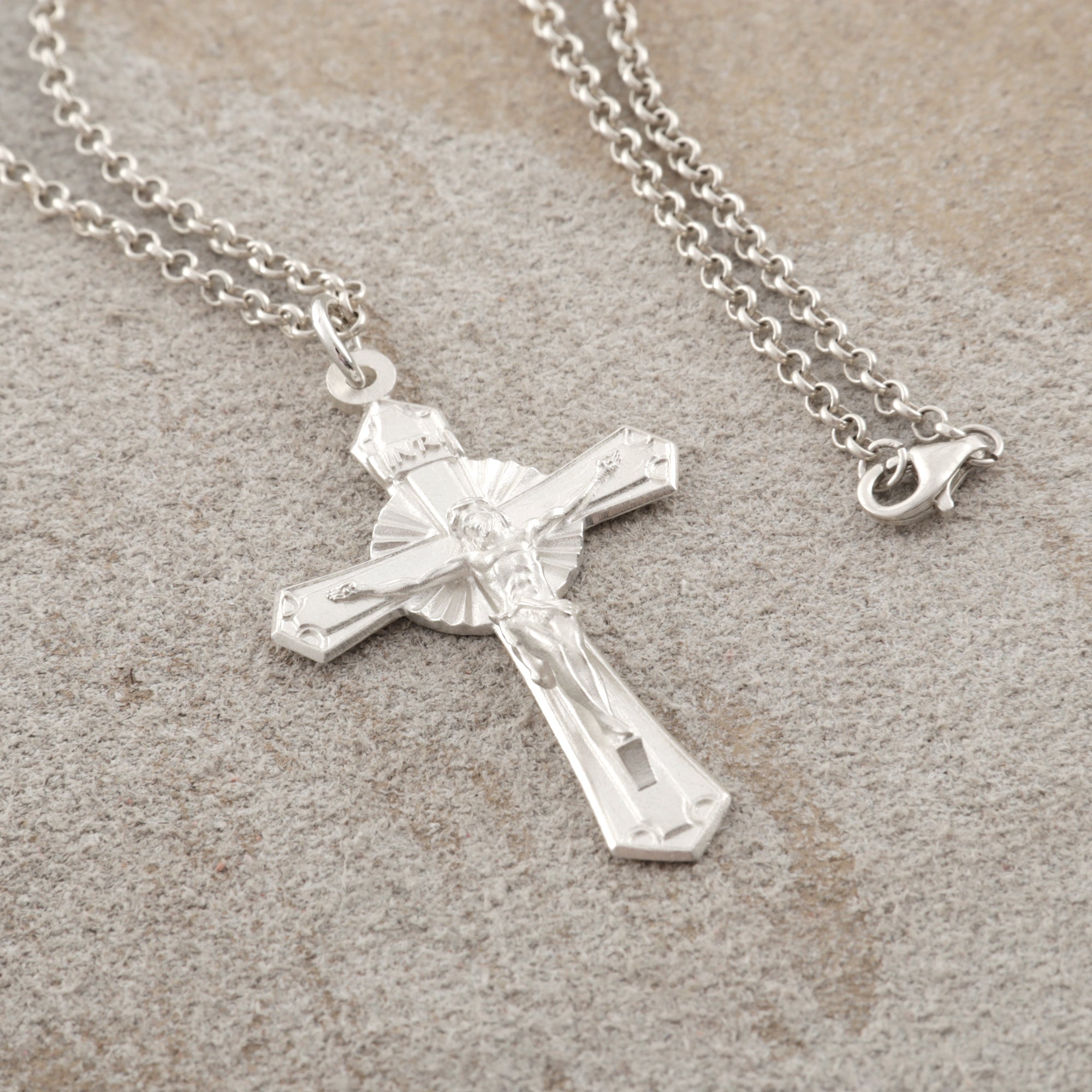925 Sterling Silver Holy Crucifix Necklace, Sacred Jesus Cross Pendant for Faith & Protection