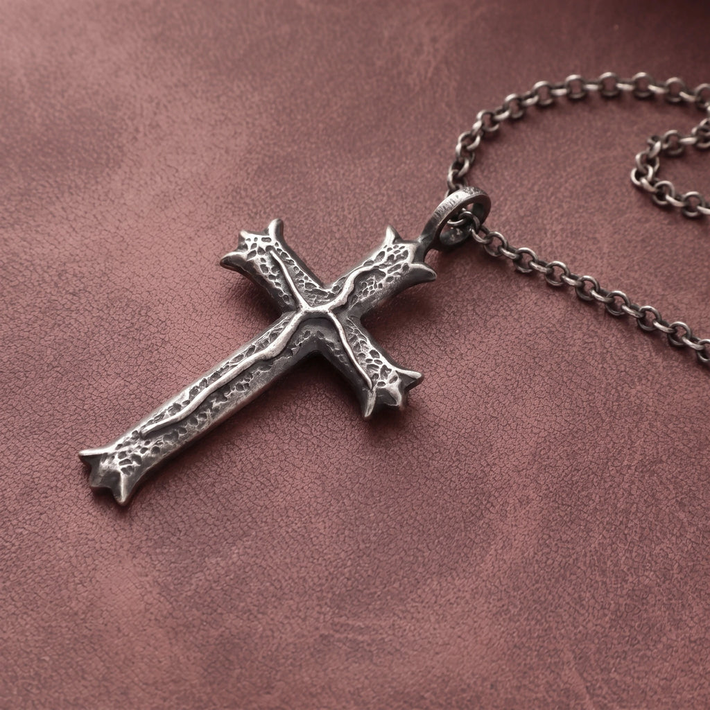 Custom 925 Sterling Silver Hammered Cross Pendant Offering Sacred Grace And Living Water