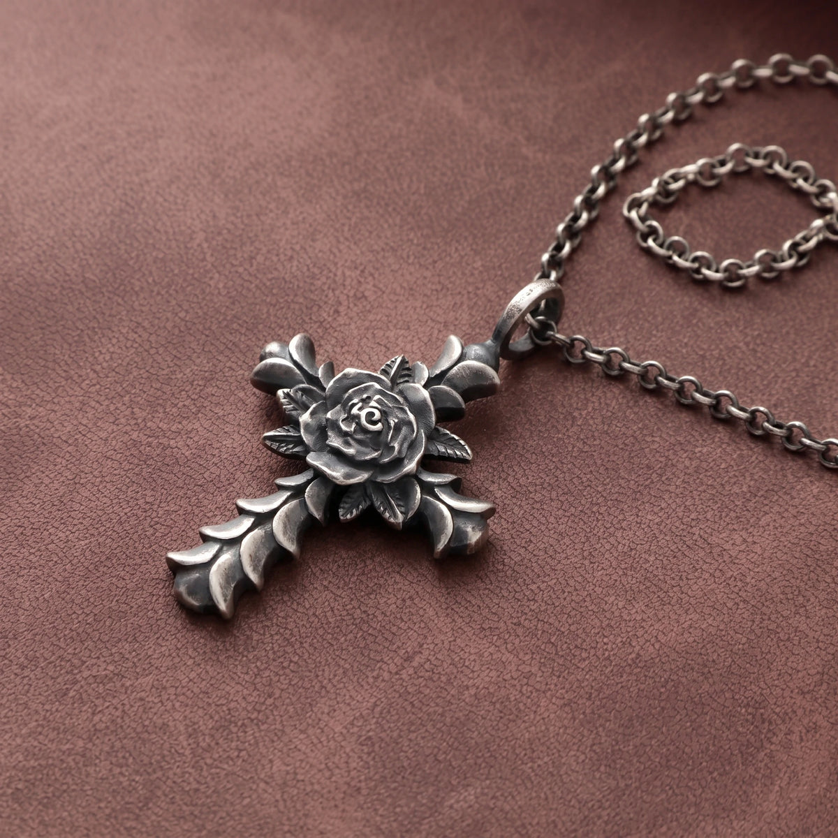 Custom 925 Sterling Silver Rose Cross Pendant Embodying Christs Pure Sacred Grace