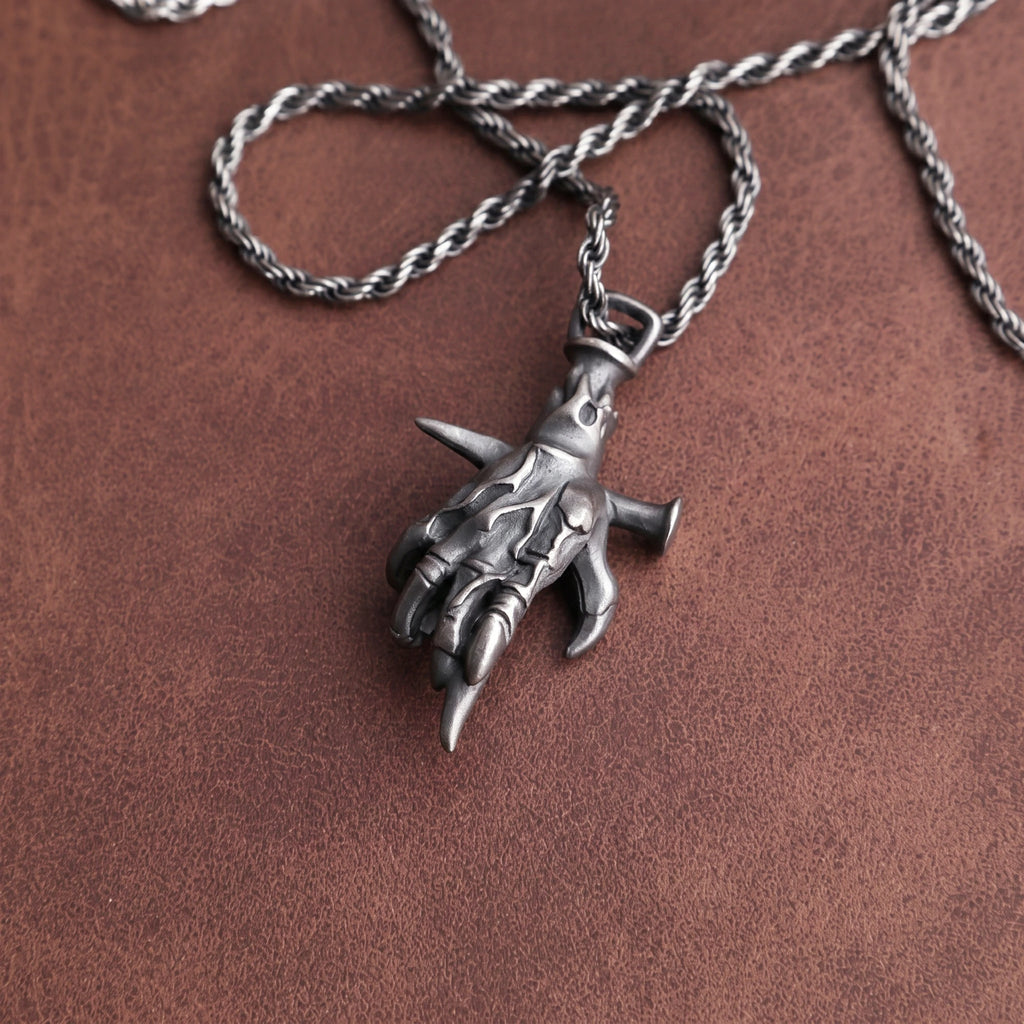 925 Sterling Silver Holy Nail Crucifixion Hand Pendant Bearing His Eternal Sacrifice