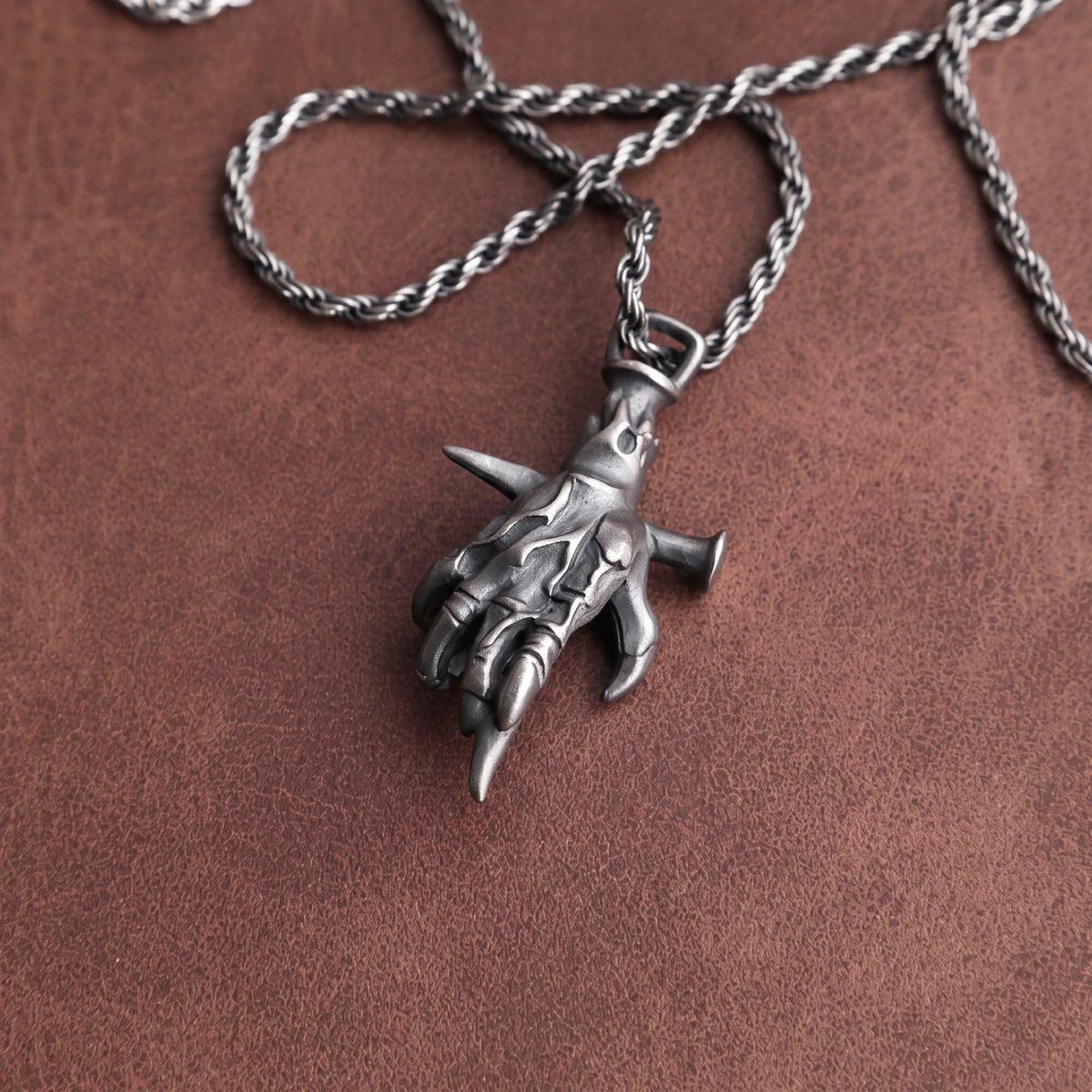 925 Sterling Silver Holy Nail Crucifixion Hand Pendant Bearing His Eternal Sacrifice