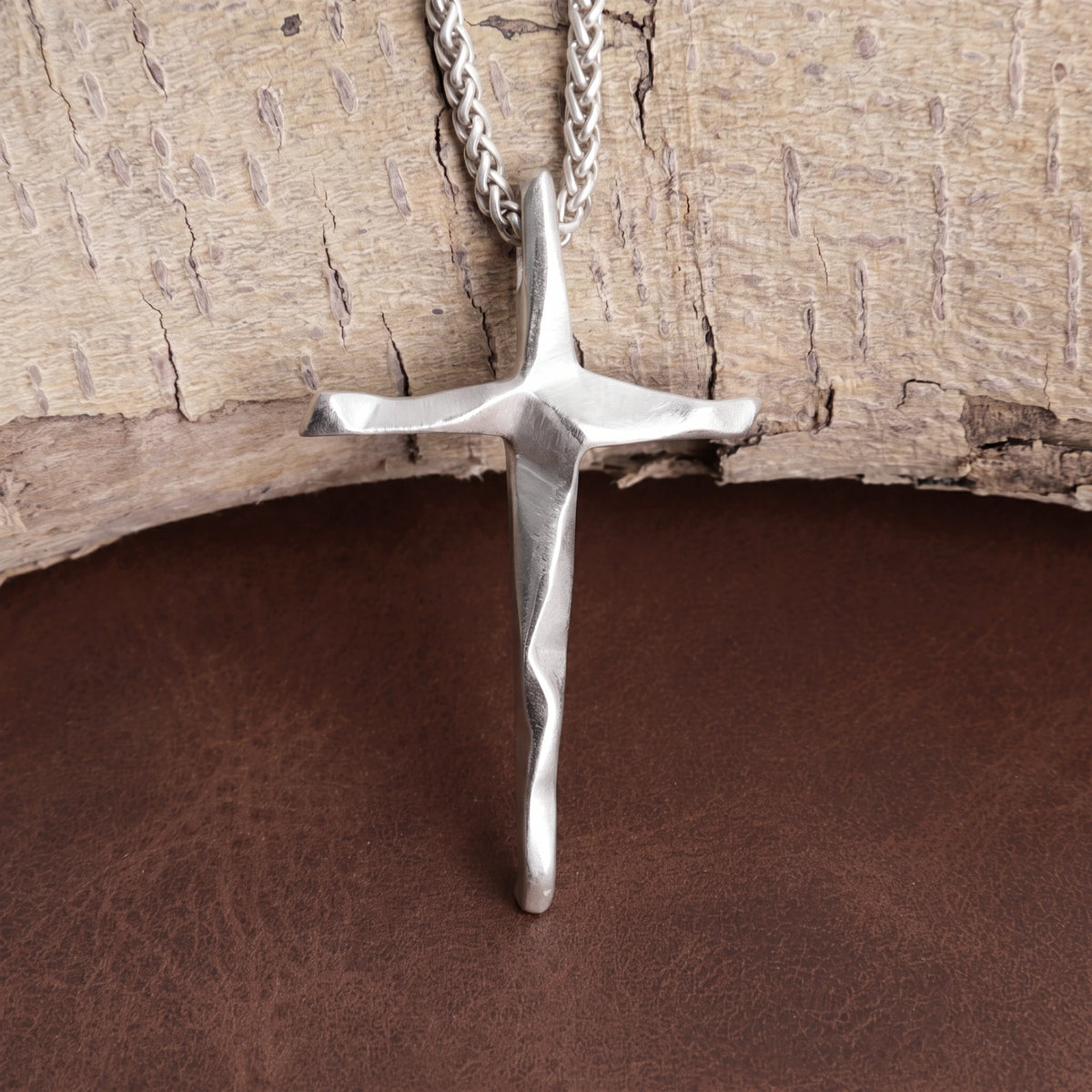 925 Sterling Silver Engravable Beveled Cross Pendant Blessed In Heavenly Salvation
