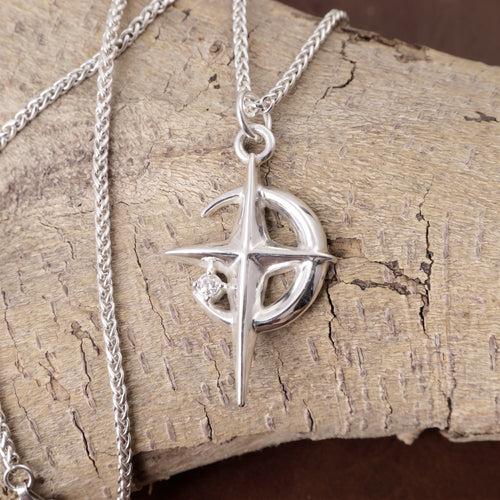 925 Sterling Silver Crescent Cross Pendant Anchored In Heavenly Grace And Salvation
