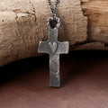 Rustic 925 Sterling Silver Sacred Heart Cross Necklace for Faith & Protection