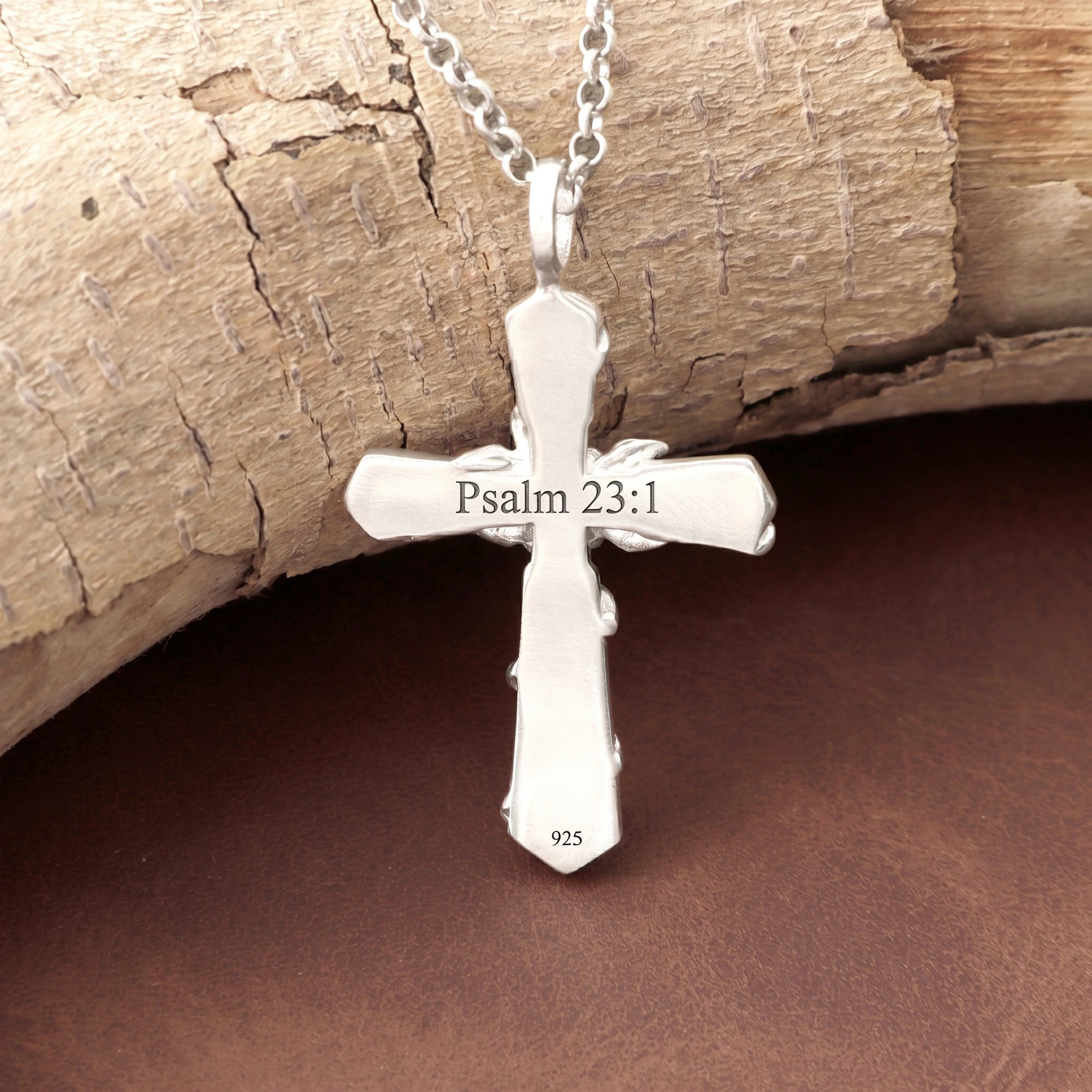 Personalized 925 Sterling Silver Rose Cross Pendant for His Eternal Love and Devotion