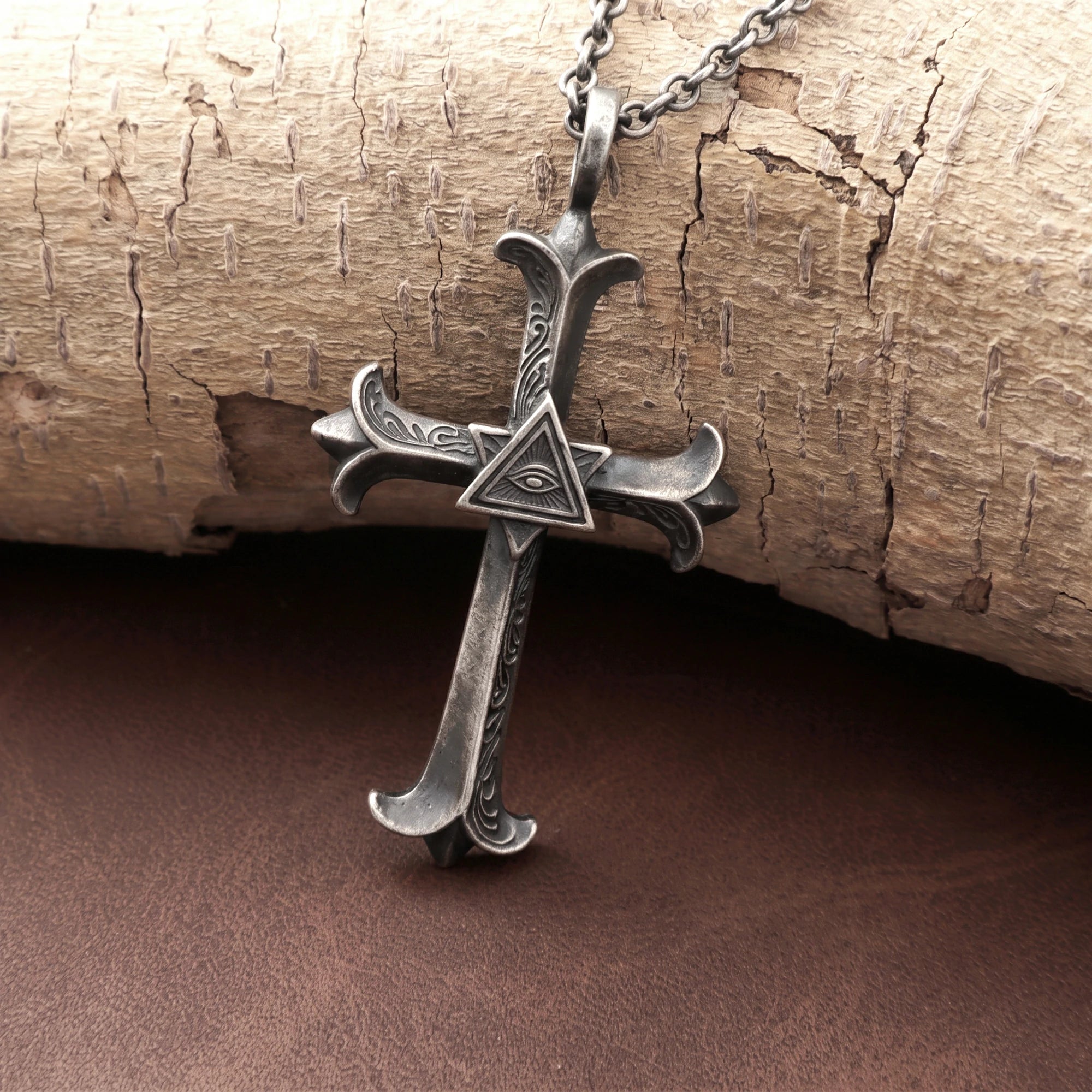 Custom 925 Sterling Silver Eye of Providence Cross Pendant for Divine Watchful Grace