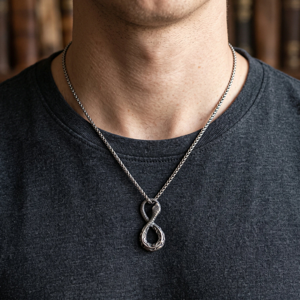 925 Sterling Silver Infinity Serpent Pendant Embodying Eternal Power