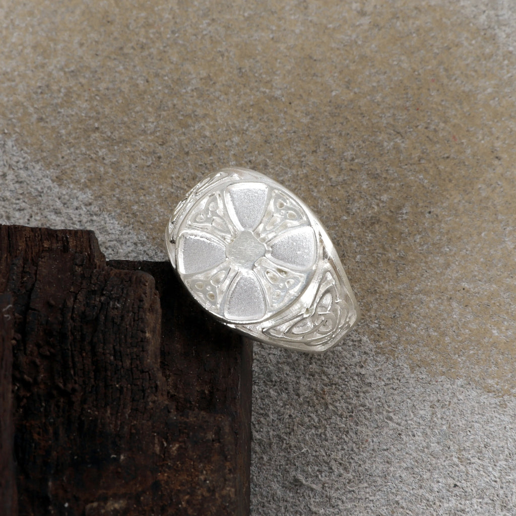 Custom Personalized Celtic Cross Triquetra Signet Ring, 925 Sterling Silver Faith Ring  Irish Heritage Spiritual Gift
