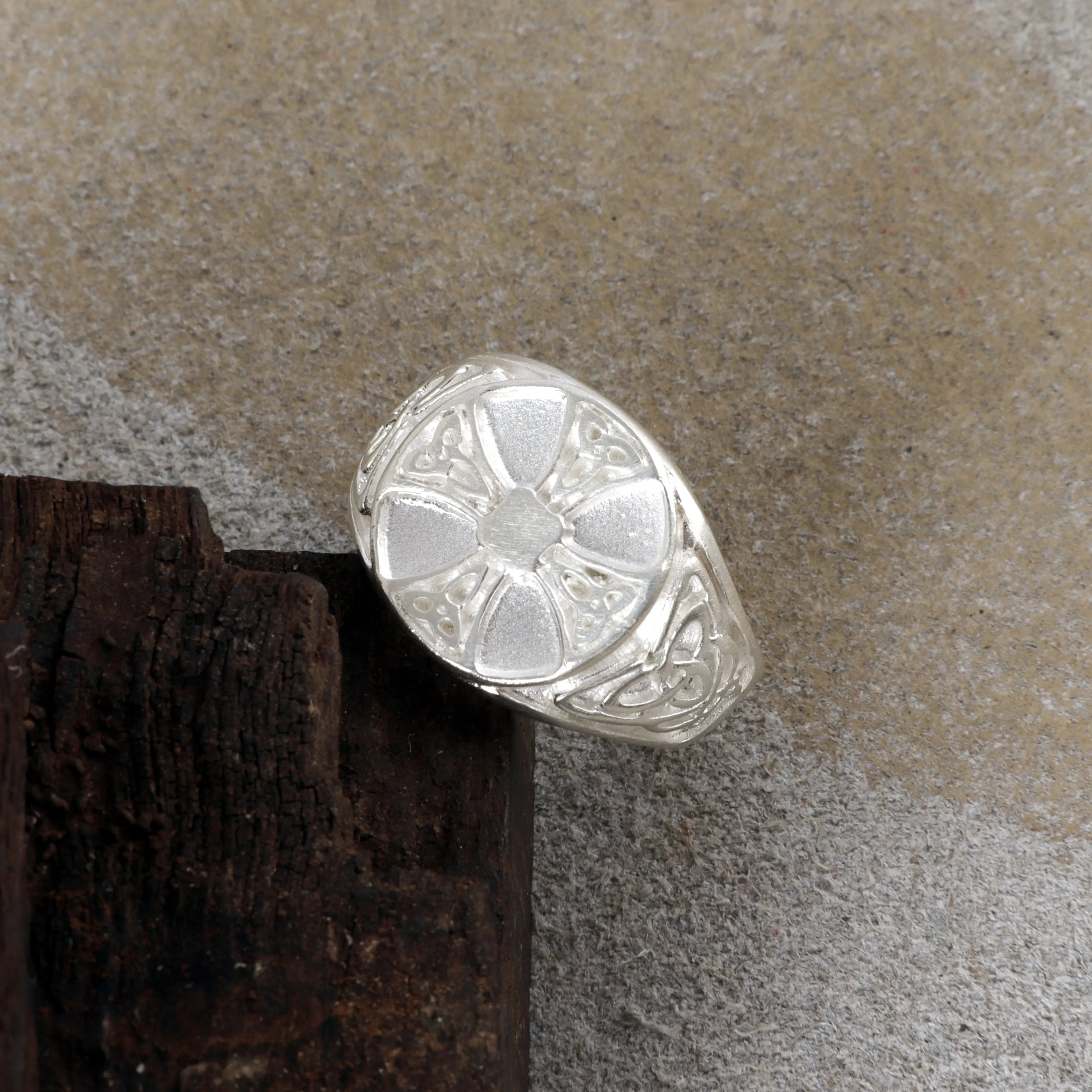 Custom Personalized Celtic Cross Triquetra Signet Ring, 925 Sterling Silver Faith Ring  Irish Heritage Spiritual Gift