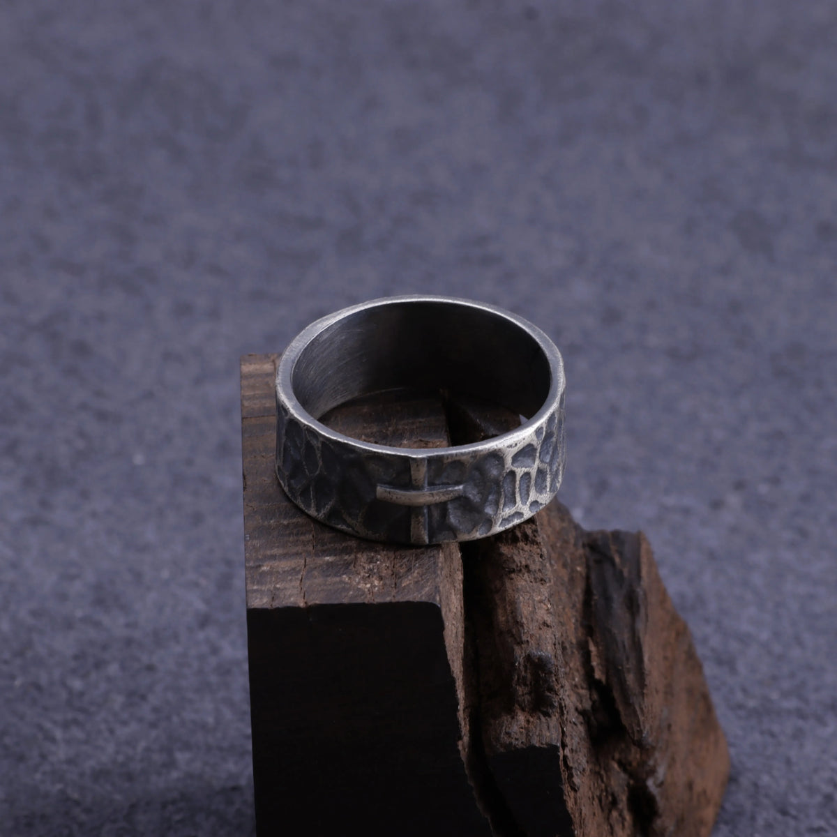 925 Sterling Silver Hammered Cross Matching Couple Rings, Custom Engraved Textured Wedding Bands for Him & Her, Promise Ring