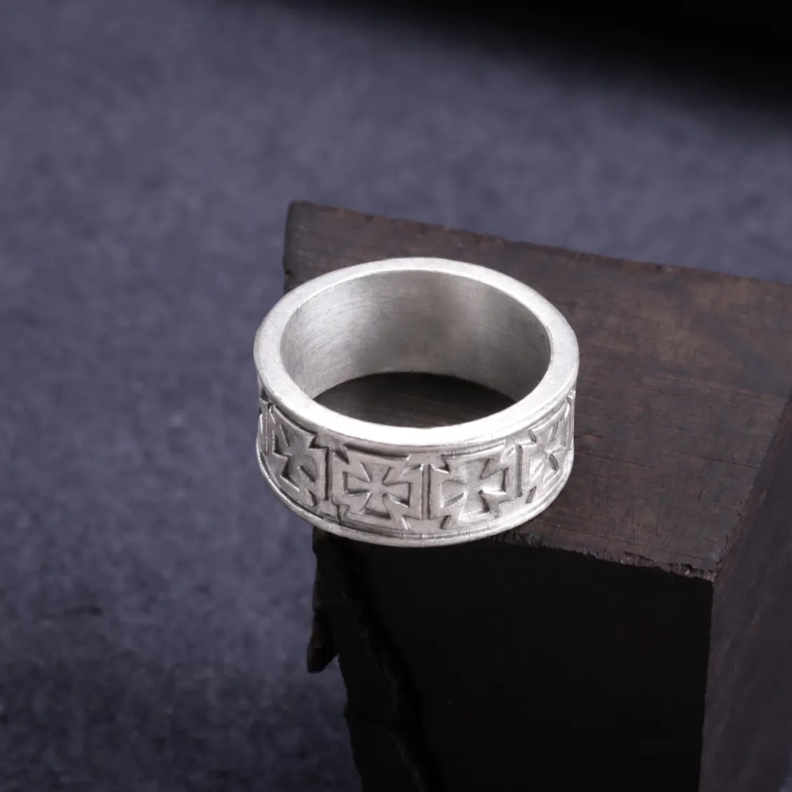 Custom Men's Maltese Cross Ring - Engraved Vintage 925 Sterling Silver Band