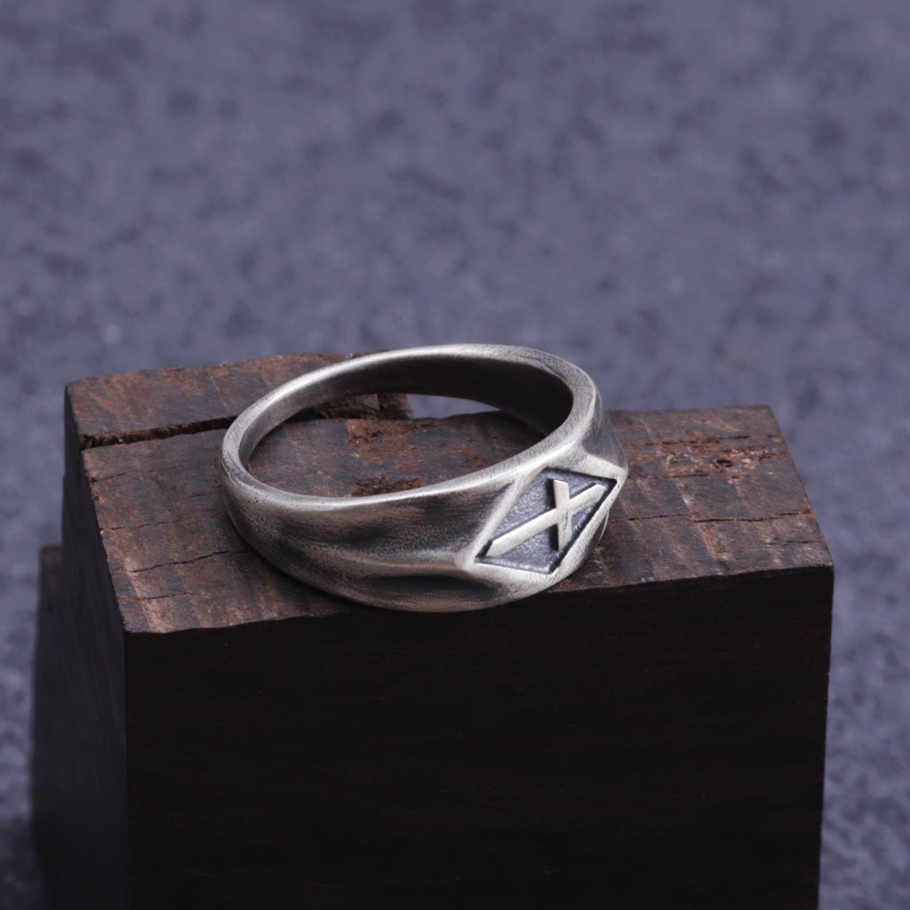 Vintage Templar Cross Signet Ring, Custom Engraved Sterling Silver Band, Personalized Faith Religious Ring for Men