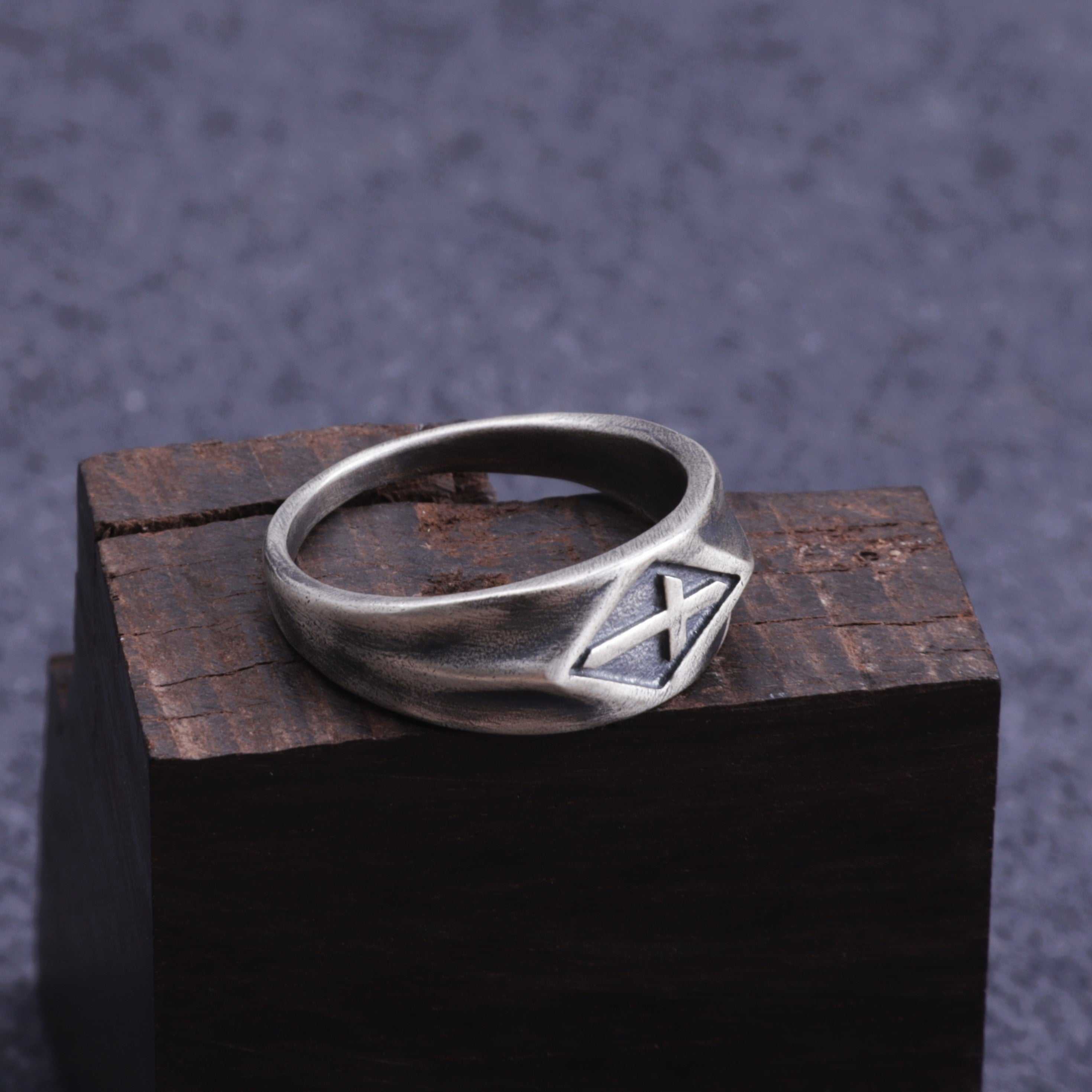 Vintage Templar Cross Signet Ring, Custom Engraved Sterling Silver Band, Personalized Faith Religious Ring for Men