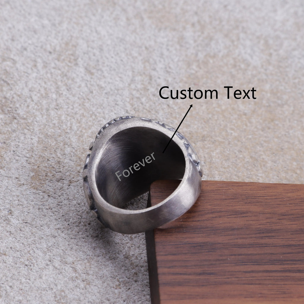 Custom Engraved Vintage Cross Signet Ring - Personalized Oxidized 925 Sterling Silver Gothic Punk Cross Ring for Men and Women, Faith Jewelry Gift