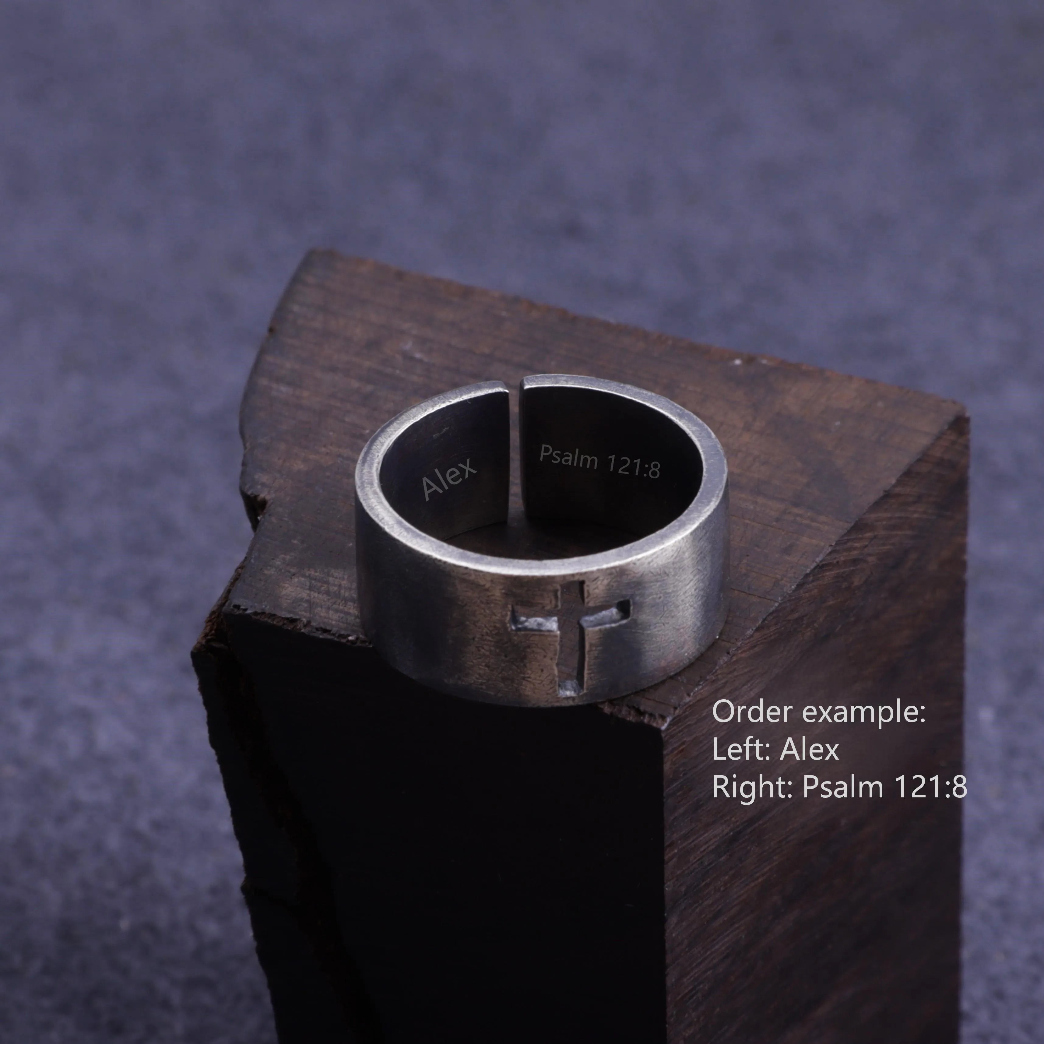 Men‘s 925 Sterling Silver Cutout Cross Ring-Personalizable Engraving Band