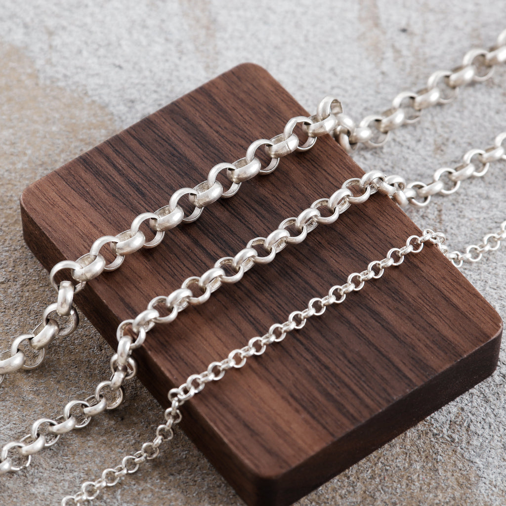 925 Silver Belcher Rolo Chain, Unisex Pendant Necklace, 3mm-8mm Sizes