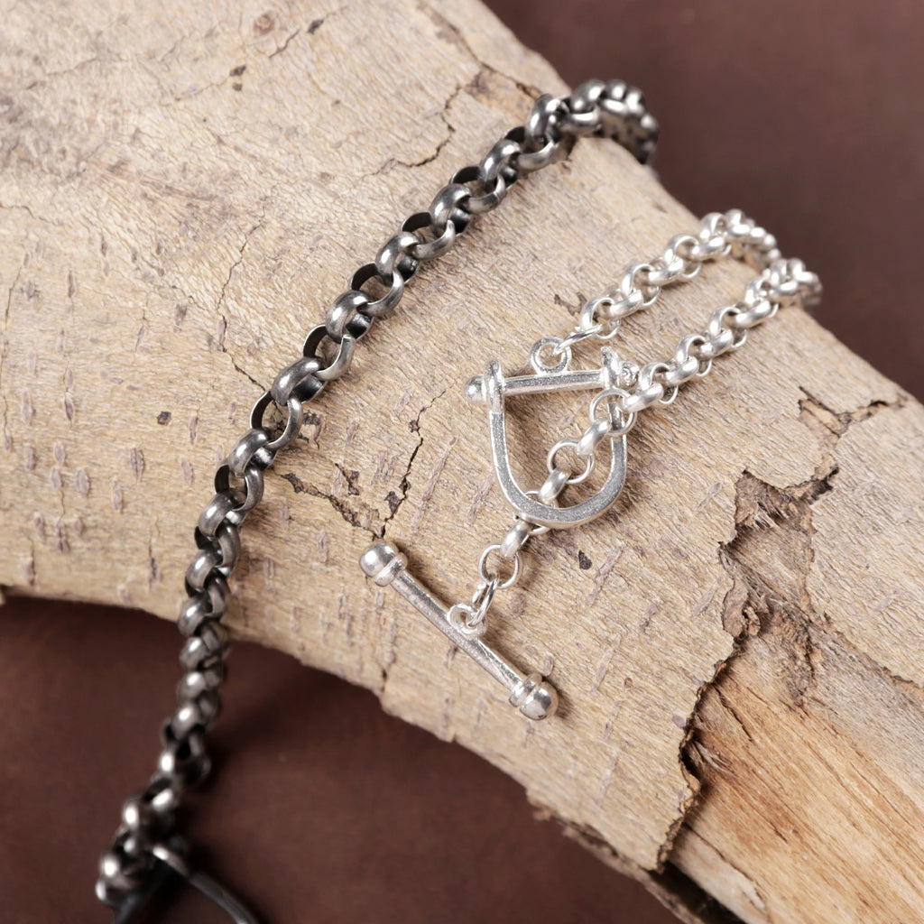 925 Sterling Silver Shackle Clasp Rolo Chain Durable Bracelet Gift for Him Her