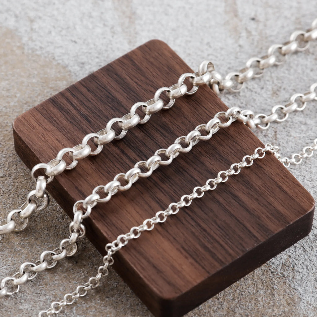 925 Sterling Silver Belcher Rolo Chain, Unisex Pendant Necklace, 3mm-8mm Sizes