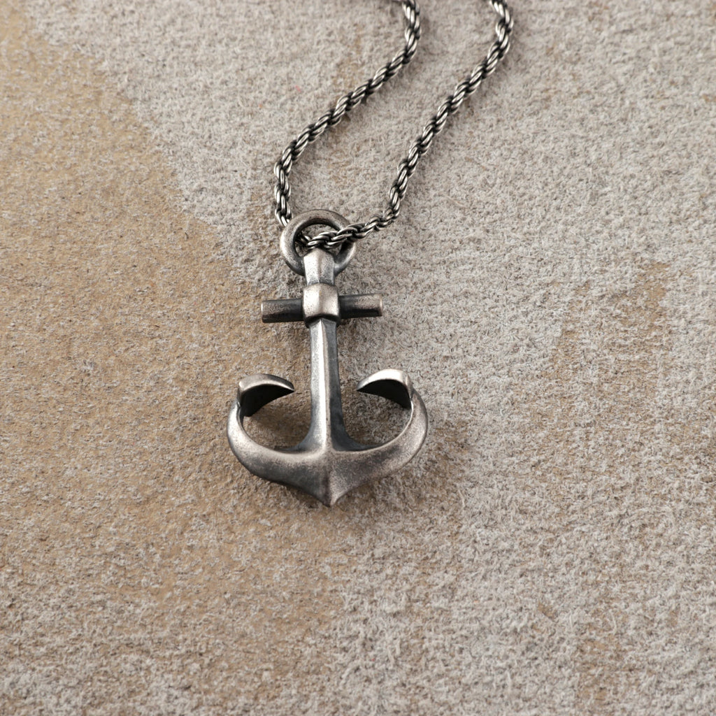 925 Sterling Silver Anchor Necklace, Vintage Nautical Talisman Pendant for Hope & Strength