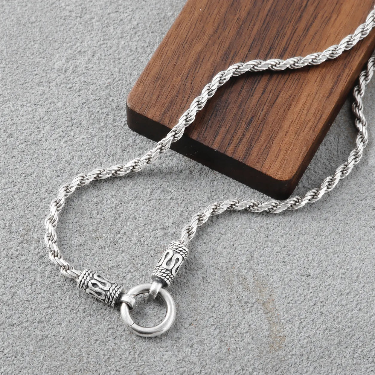 Men's 925 Sterling Silver Rope Chain with Spring Clasp for Pendant