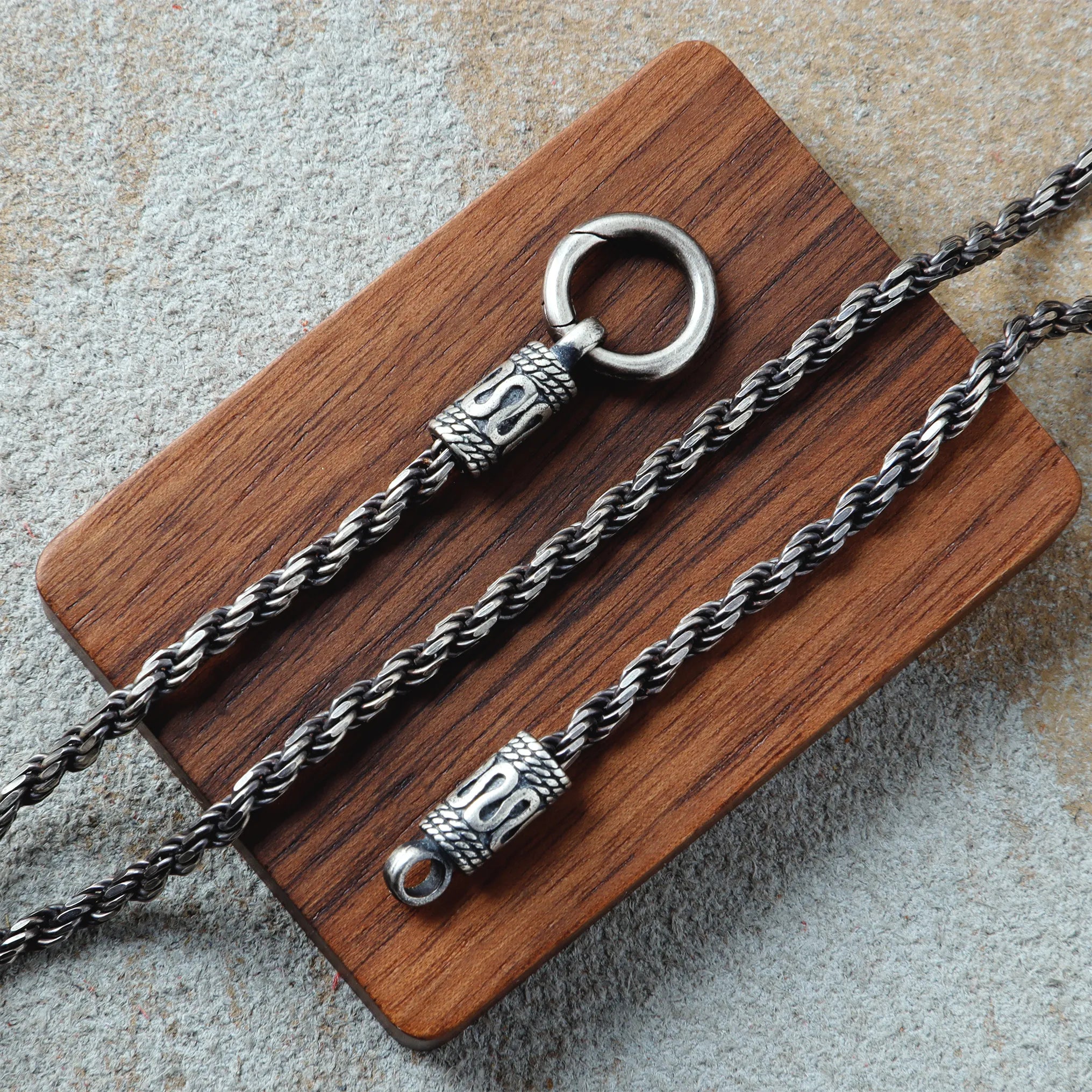 Men's 925 Sterling Silver Rope Chain with Spring Clasp for Pendant