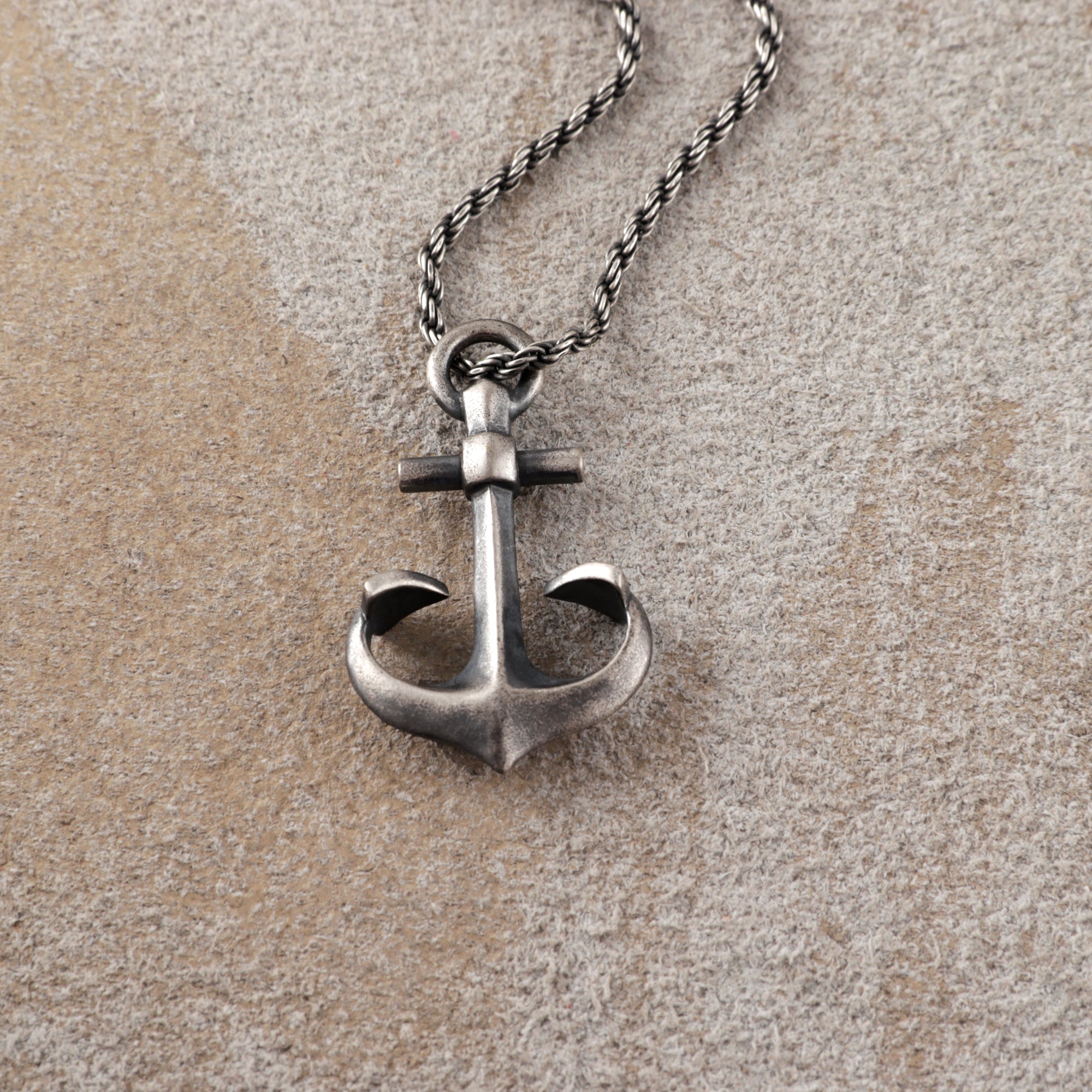 925 sterling silver anchor necklace, vintage nautical talisman pendant for hope & strength