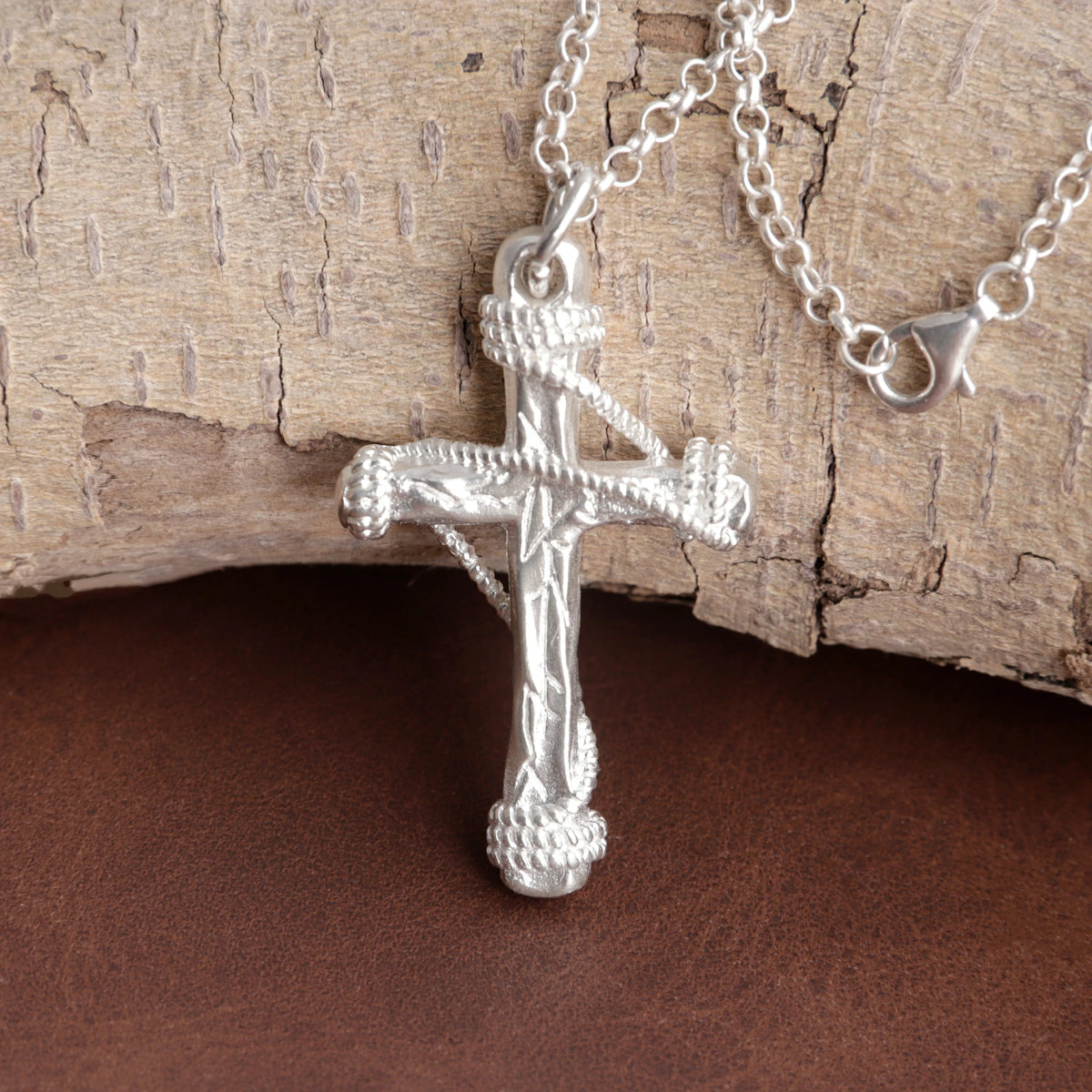 925 Sterling Silver Sacred Rope Cross Pendant Binding Your Soul To Eternal Divine Love
