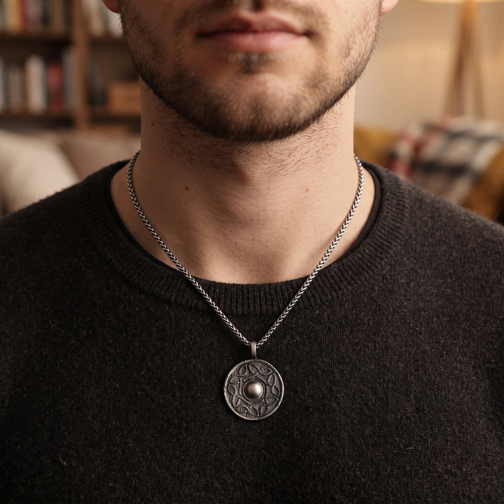 925 Sterling Silver Viking Shield Pendant Offering Rugged Strength And Timeless Style