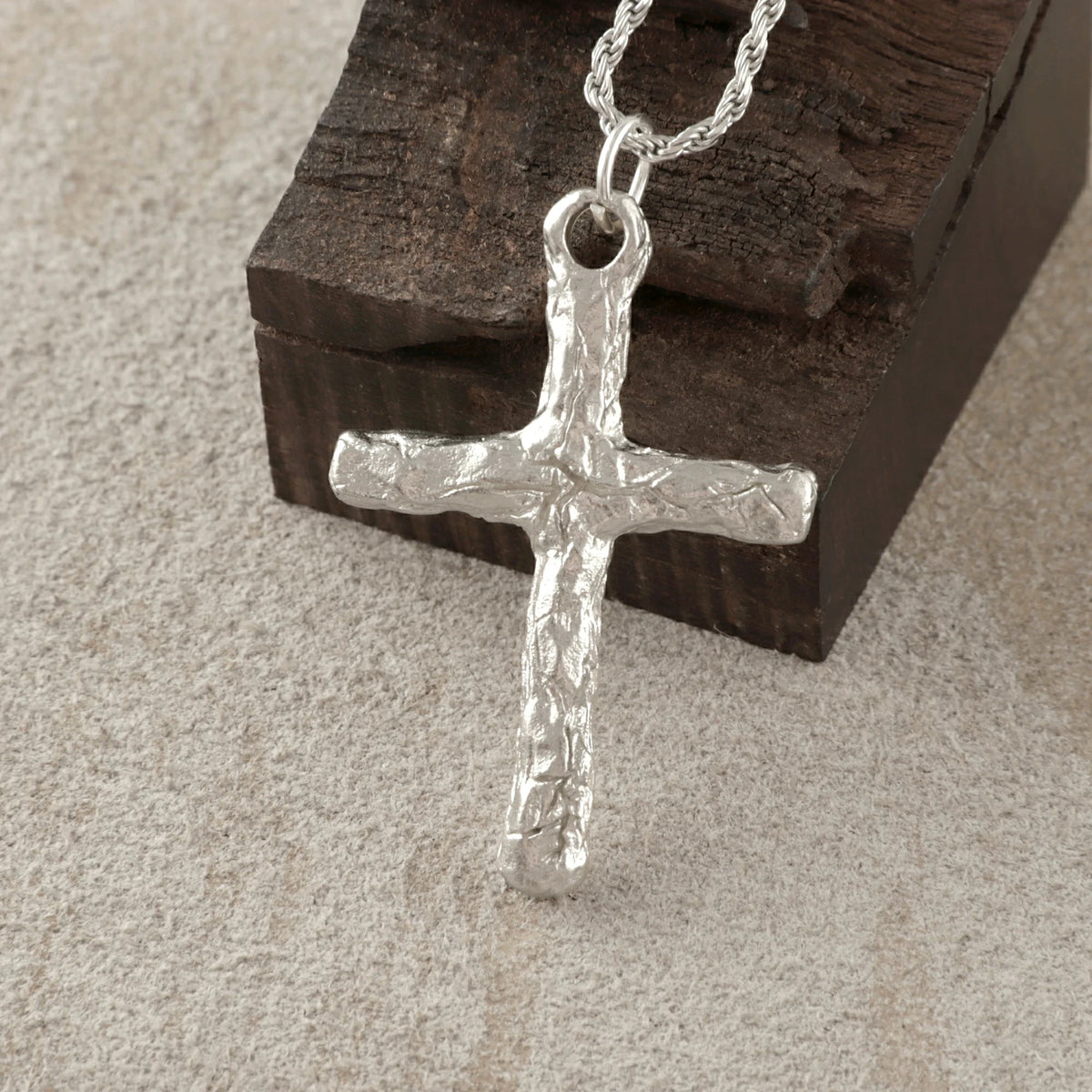 925 Sterling Silver Rustic Textured Holy Cross Durable Faith Pendant Necklace