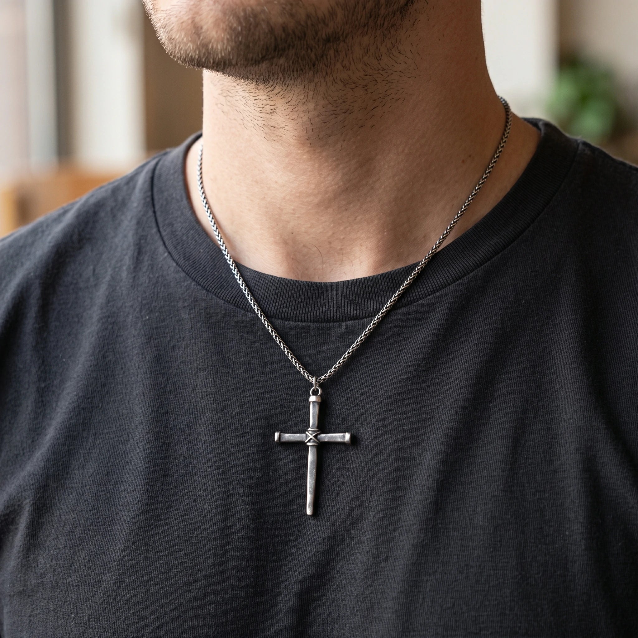 Sacred 925 Sterling Silver Wooden Beam Cross Pendant Protecting Your Faith and Soul