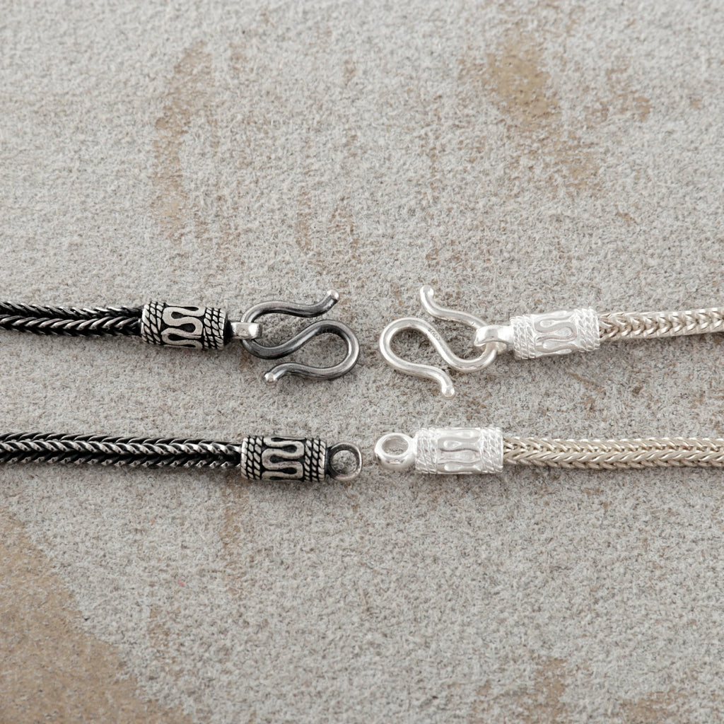 925 Sterling Silver Square Foxtail Chain Durable Vintage Statement Bracelet