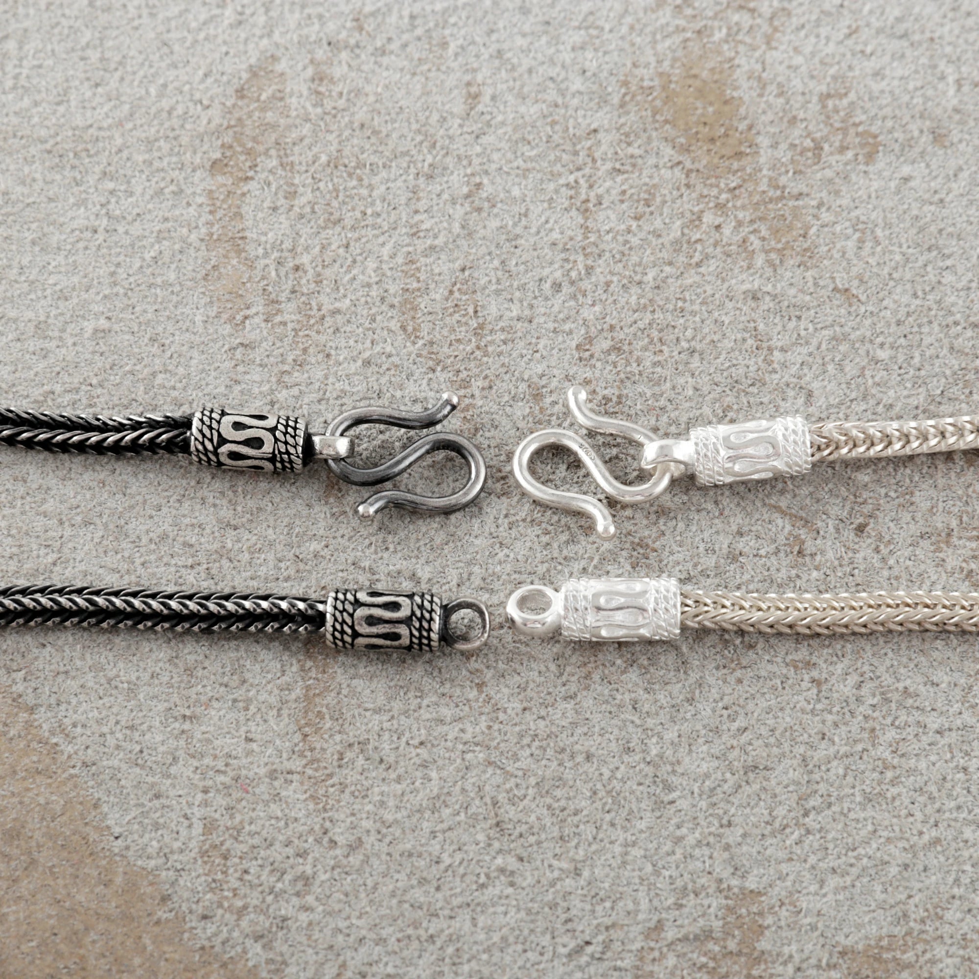 925 Sterling Silver Square Foxtail Chain Durable Vintage Statement Bracelet