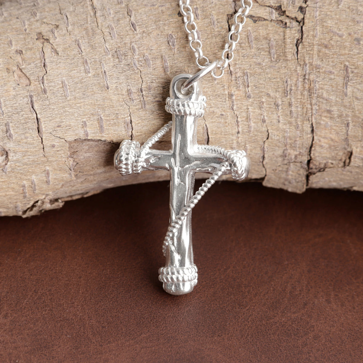 925 Sterling Silver Sacred Rope Cross Pendant Binding Your Soul To Eternal Divine Love