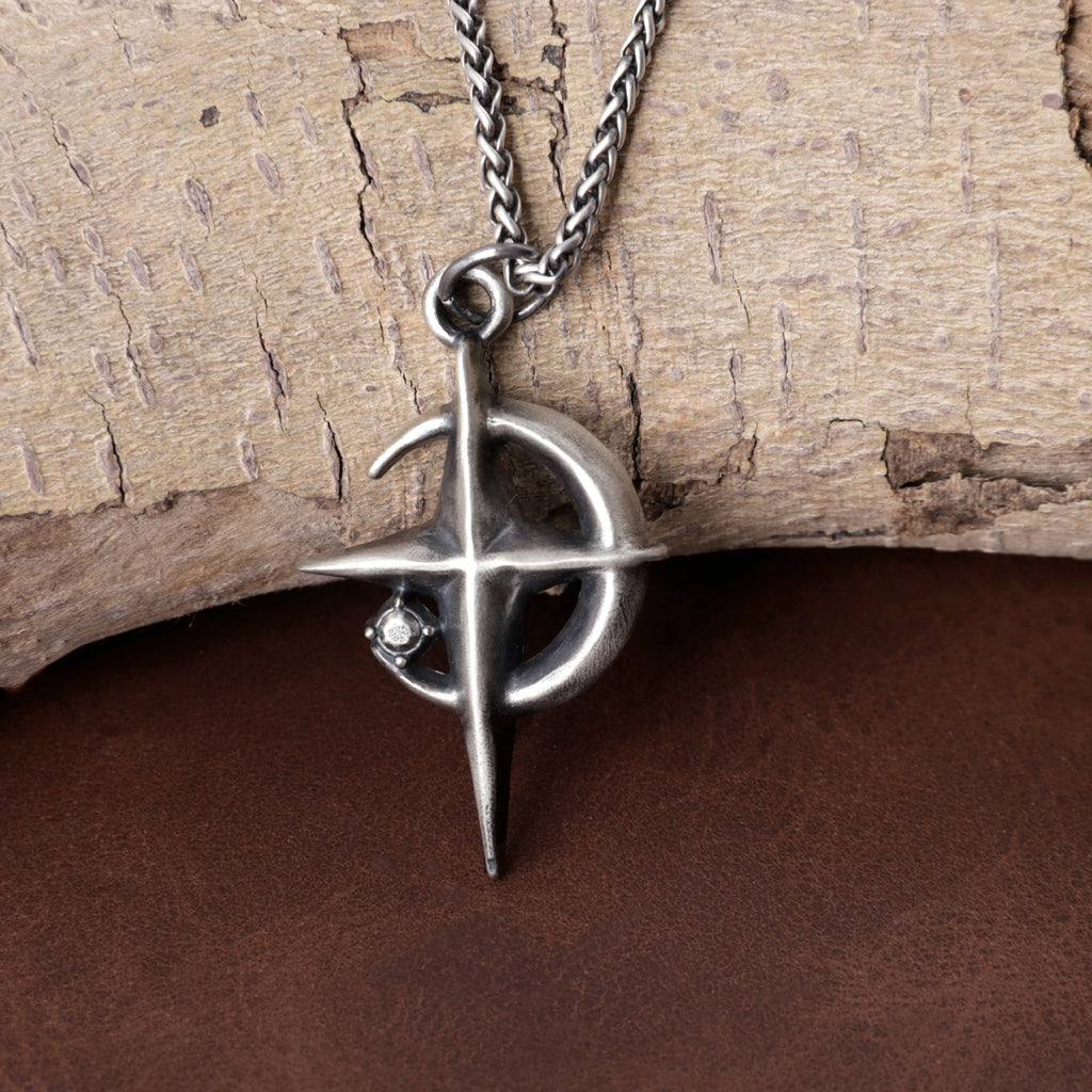 925 Sterling Silver Crescent Cross Pendant Anchored In Heavenly Grace And Salvation