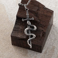 925 Sterling Silver Vintage Durable Snake and Sword Pendant Necklace