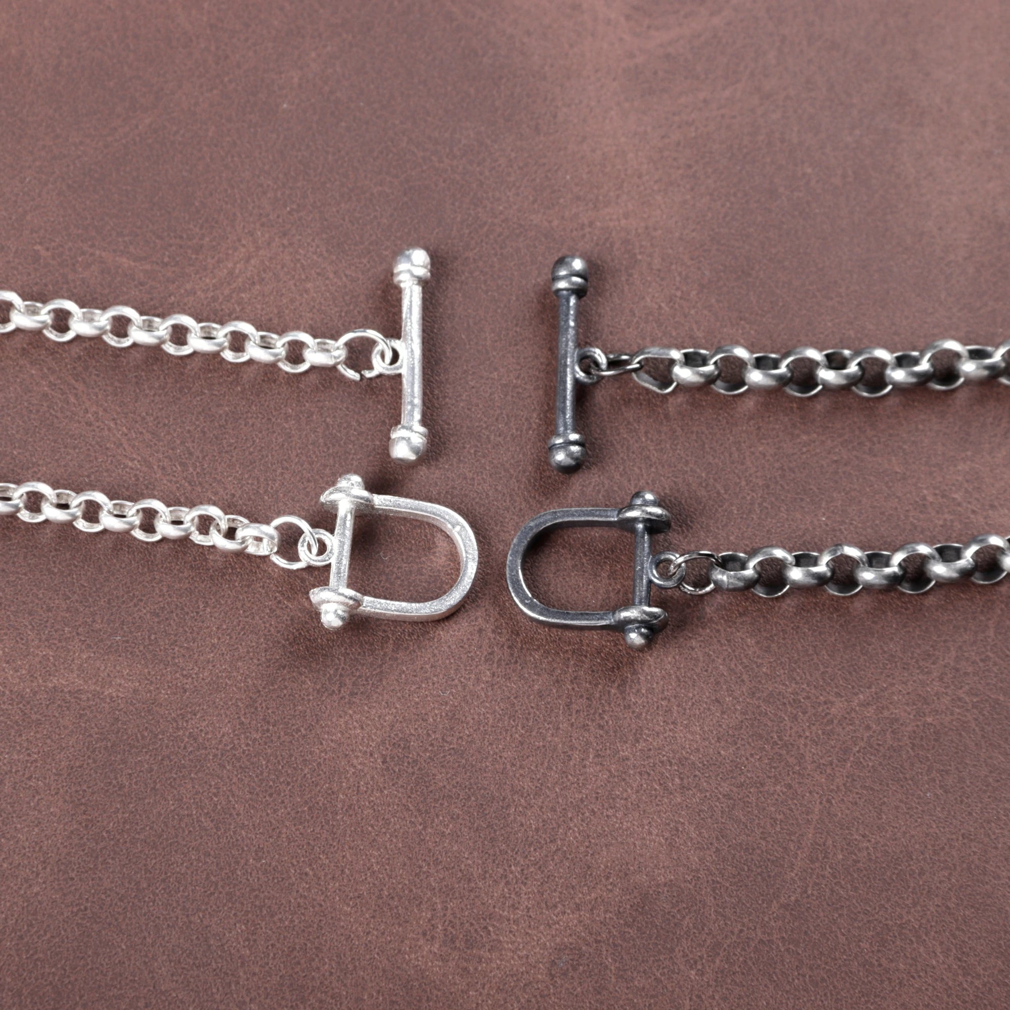 925 Sterling Silver Shackle Clasp Rolo Chain Durable Bracelet Gift for Him Her