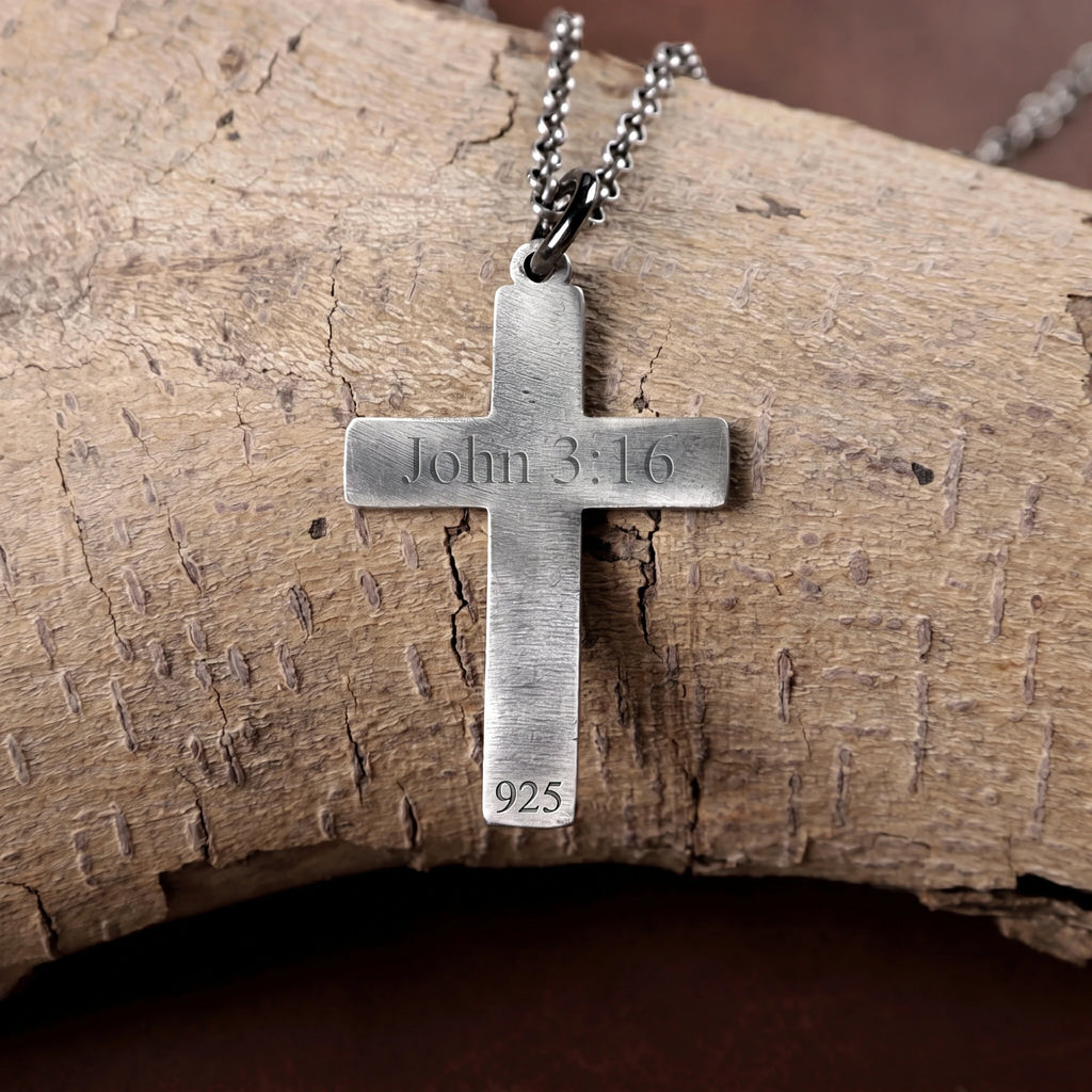 925 Sterling Silver Jesus Name Cross Durable Custom Engravable Pendant Necklace