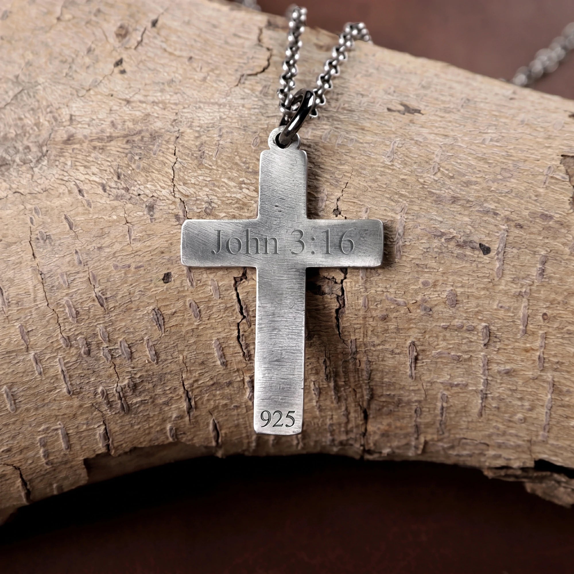 925 Sterling Silver Jesus Name Cross Durable Custom Engravable Pendant Necklace