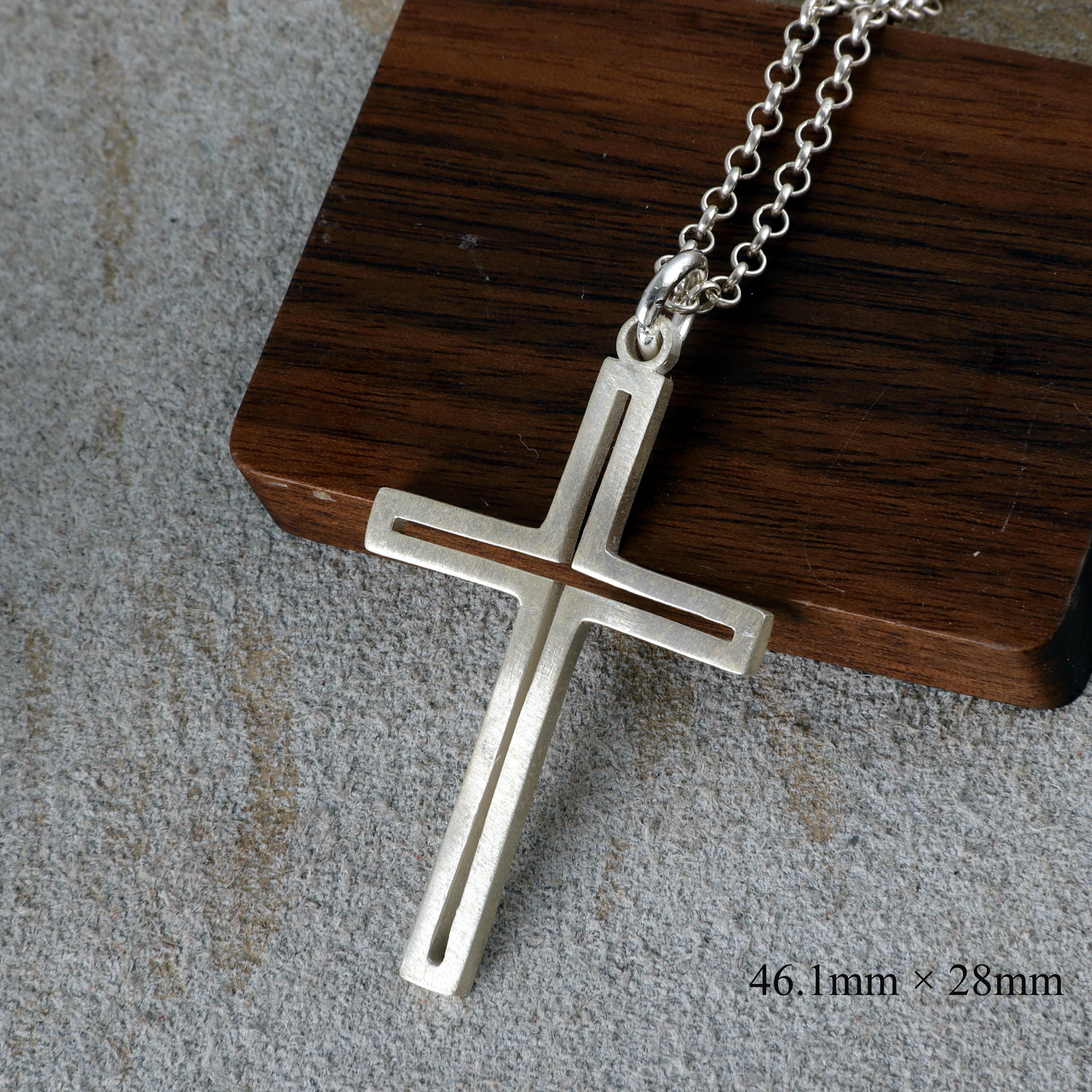 Sacred Light Hollow Cross Pendant, Solid 925 Sterling Silver Faith Alignment Necklace