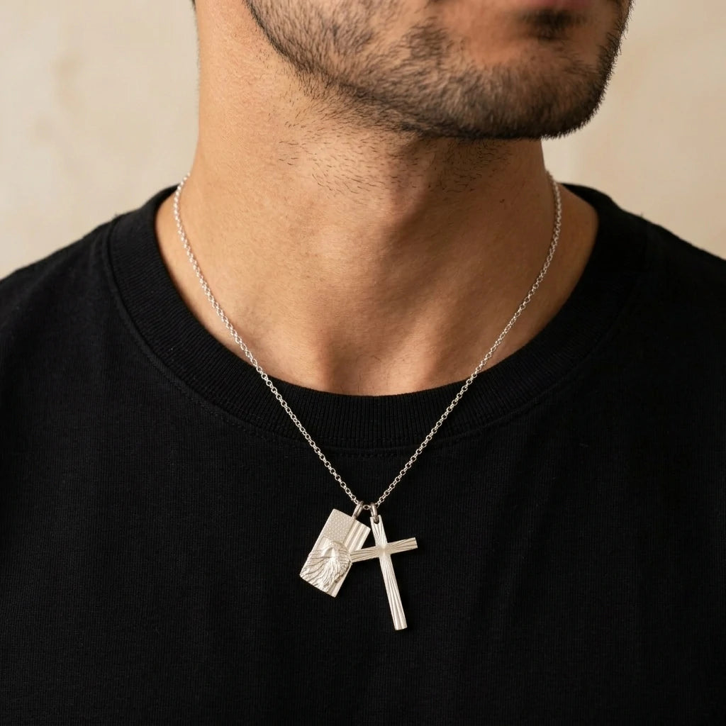 Sovereign Wings Radiant Cross, Solid 925 Sterling Silver Faith & Freedom Necklace