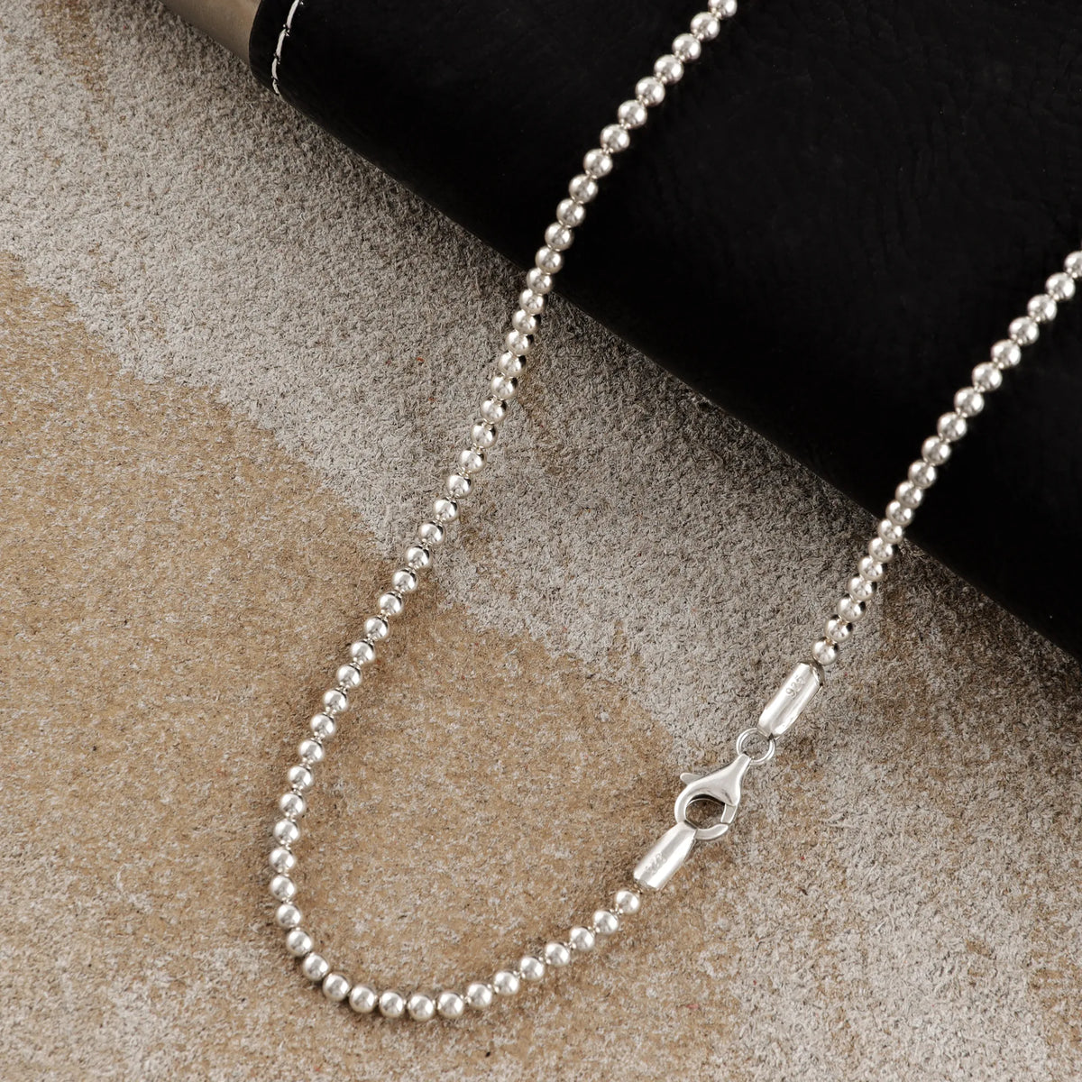 Unisex Solid 925 Sterling Silver 2.5mm Bead Ball Chain-Minimalist Necklace