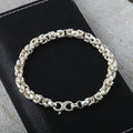 Medieval Armor Byzantine Chain Bracelet, Solid 925 Sterling Silver Handwoven Link Cuff with S-Clasp