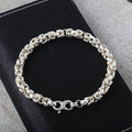 Medieval Armor Byzantine Chain Bracelet, Solid 925 Sterling Silver Handwoven Link Cuff with S-Clasp