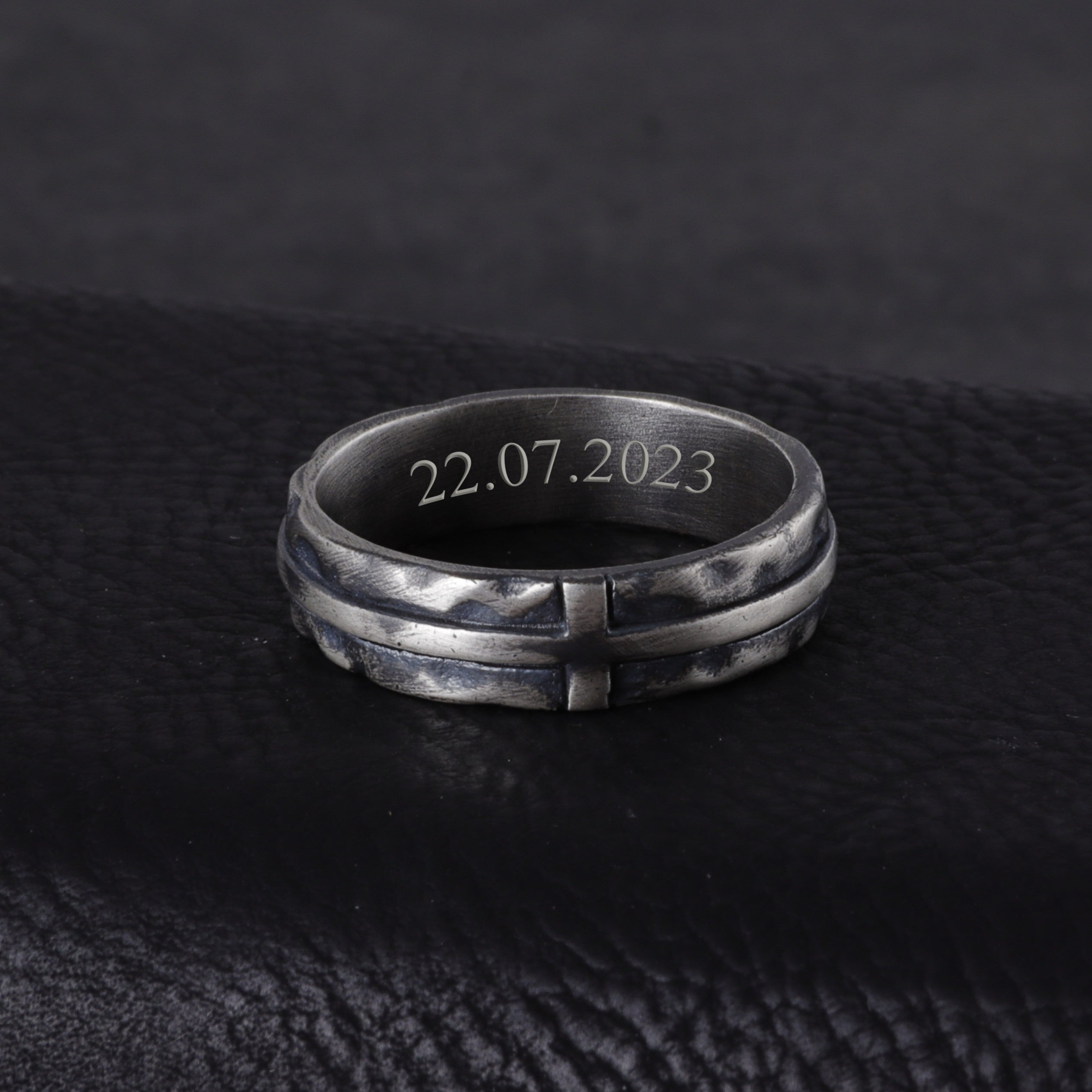 Engravable Antique Silver Cross Ring, Symbol of Redemption, Shelter & Forgiving Love