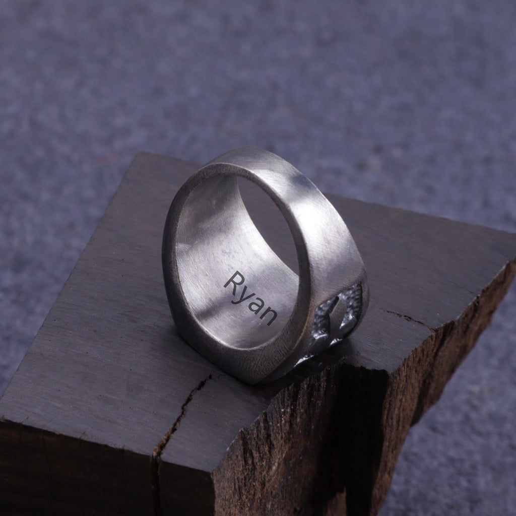 Personalized Men's Cross Signet Ring - Vintage Gift for Him