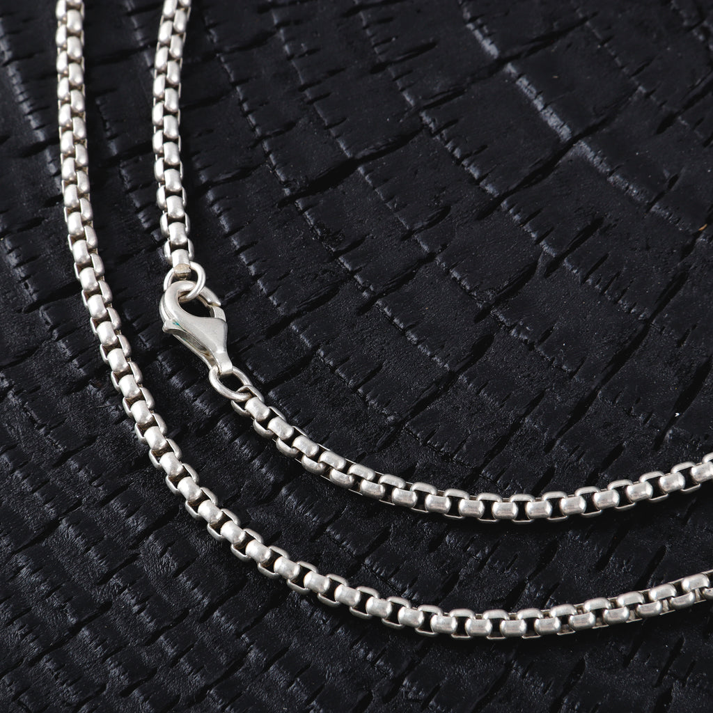925 Sterling Silver Round Box Chain Necklace for Men & Women