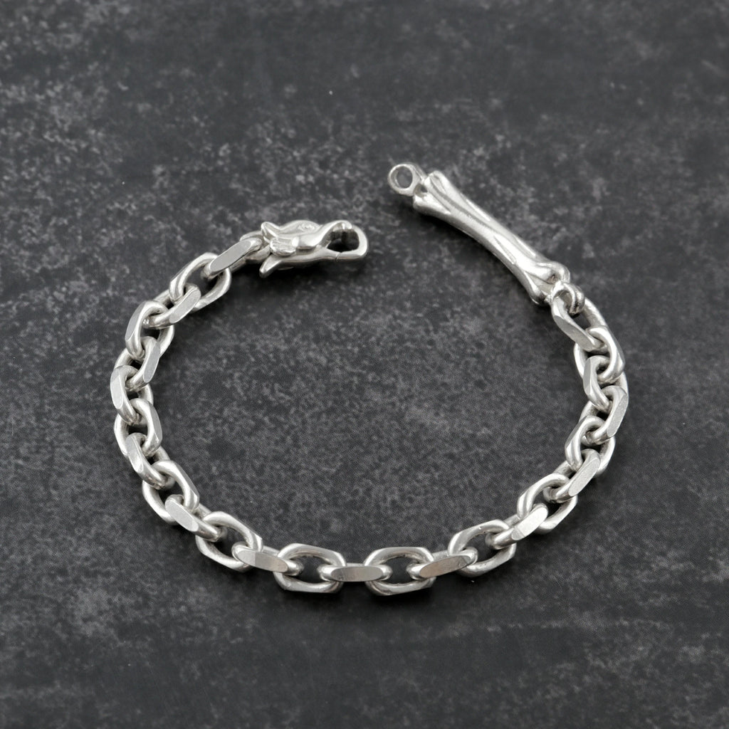 Dragon Skeleton Chain Bracelet, 925 Sterling Silver Beast Bone Link Cable Wristband