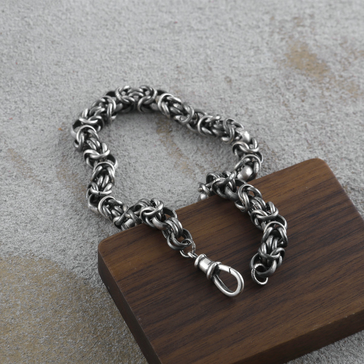 925 Sterling Silver Byzantine Chain Bracelet, Vintage Link Jewelry for Men and Women