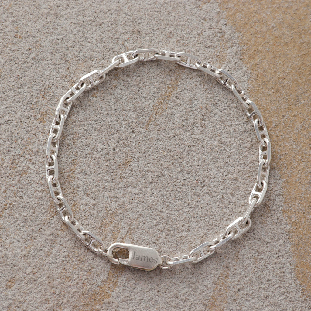 Minimalist Anchor Chain Bracelet, Personalized 925 Sterling Silver Wristband